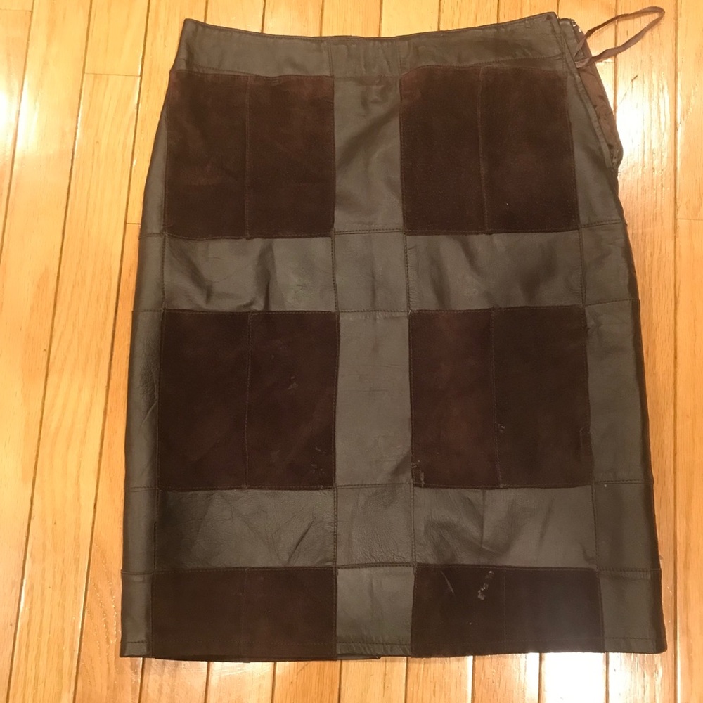 Brown leather suede straight skirt in size 2